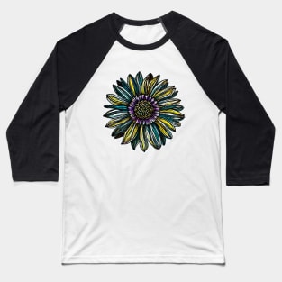 Colored Flower Drawing Baseball T-Shirt